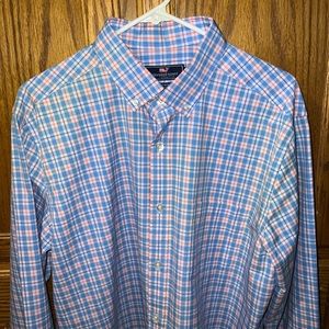 Men’s Vineyard Vines Classic Fit Murray Shirt (Blue and Pink Plaid)